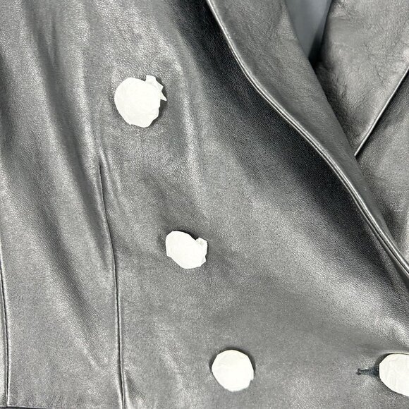 NWOT L'Agence Kenzie Black Lamb Leather Double Breasted Blazer Jacket - Picture 4 of 7